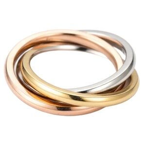 Womens Stainless Steel Triple Band Interlocking Ring